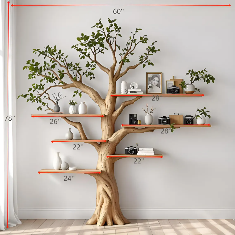 Handcrafted custom hanging oak tree-shaped bookshelf,Wooden Bookshelves