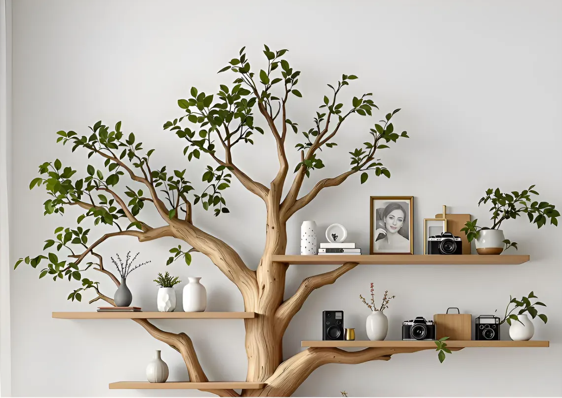 Handcrafted custom hanging oak tree-shaped bookshelf,Wooden Bookshelves