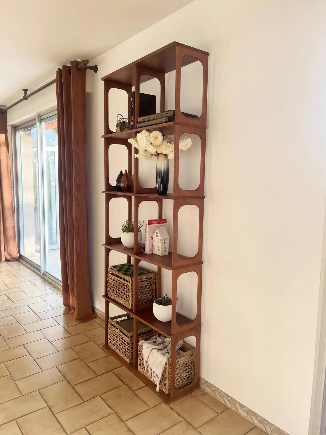 Mid-Century modern shelf, Wooden Bookshelf, Bookcase, ZigZag Bookshelf, Wall shelf, Wood shelf, Raumtrenner regal, Regale, mcm shelf